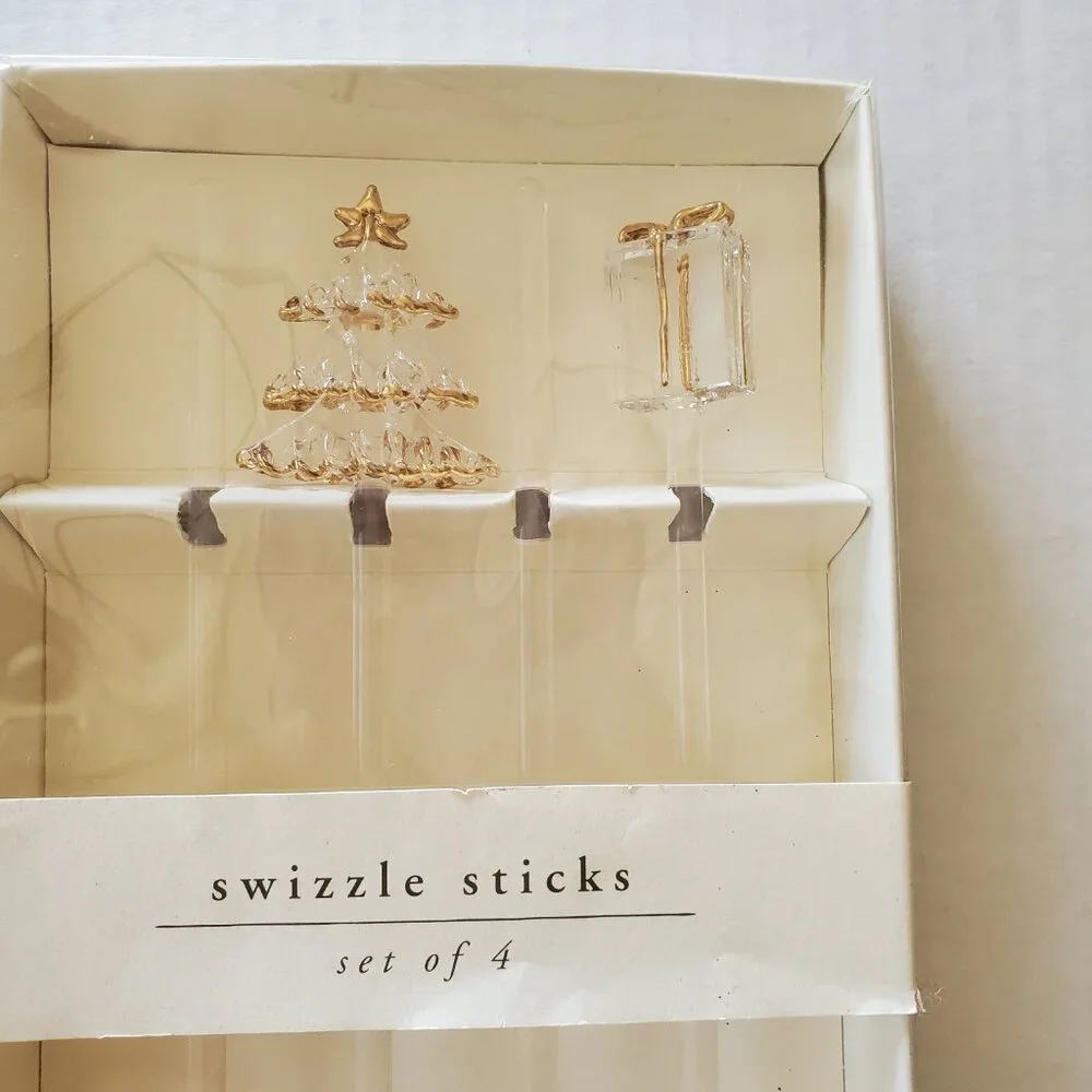 Pier 1 Holiday Swizzle Sticks Set of 4 New In‎ Box